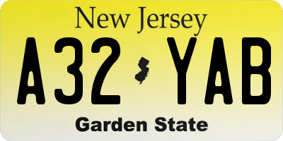 NJ license plate A32YAB