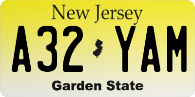 NJ license plate A32YAM