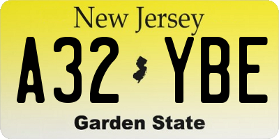 NJ license plate A32YBE