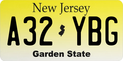 NJ license plate A32YBG