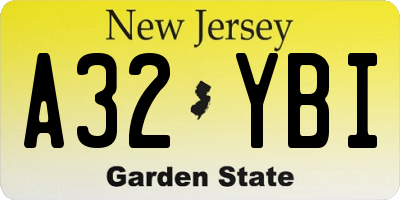 NJ license plate A32YBI