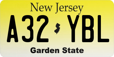 NJ license plate A32YBL