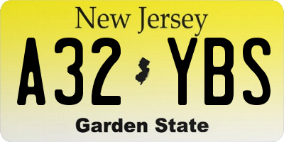 NJ license plate A32YBS