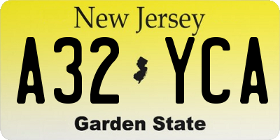NJ license plate A32YCA