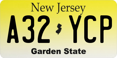 NJ license plate A32YCP