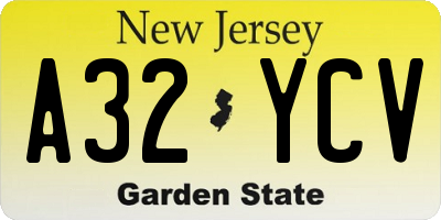 NJ license plate A32YCV