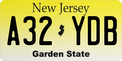 NJ license plate A32YDB