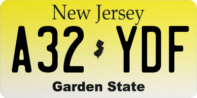 NJ license plate A32YDF