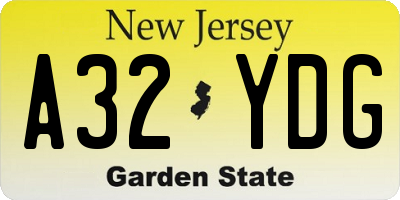 NJ license plate A32YDG