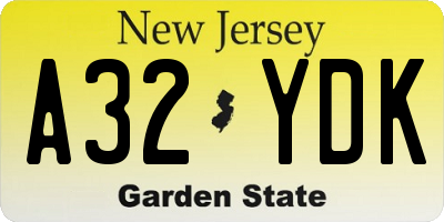NJ license plate A32YDK