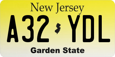 NJ license plate A32YDL
