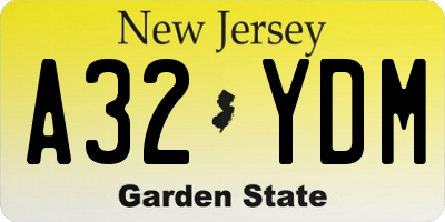 NJ license plate A32YDM