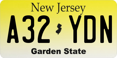 NJ license plate A32YDN