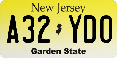 NJ license plate A32YDO