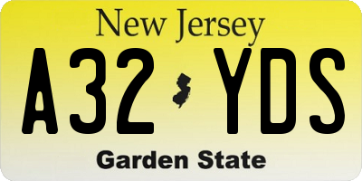 NJ license plate A32YDS