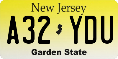 NJ license plate A32YDU