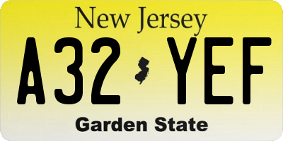 NJ license plate A32YEF
