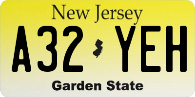 NJ license plate A32YEH