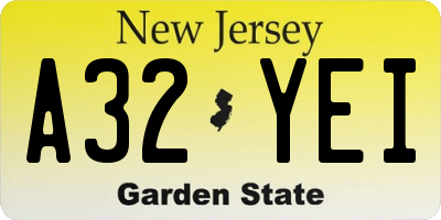 NJ license plate A32YEI