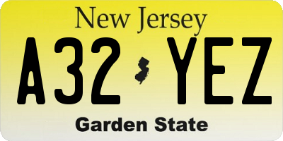 NJ license plate A32YEZ