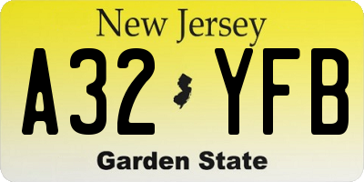 NJ license plate A32YFB