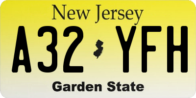 NJ license plate A32YFH