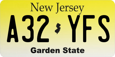 NJ license plate A32YFS