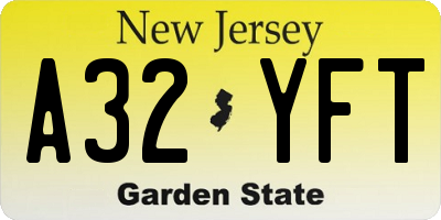 NJ license plate A32YFT