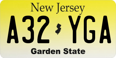 NJ license plate A32YGA