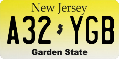 NJ license plate A32YGB