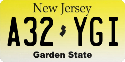 NJ license plate A32YGI