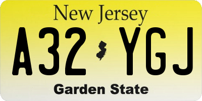 NJ license plate A32YGJ