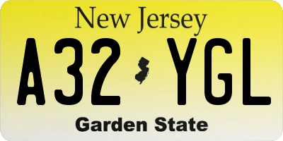 NJ license plate A32YGL