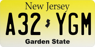 NJ license plate A32YGM