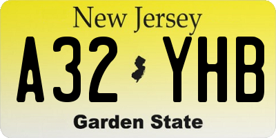 NJ license plate A32YHB