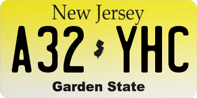 NJ license plate A32YHC