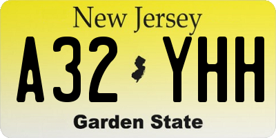 NJ license plate A32YHH