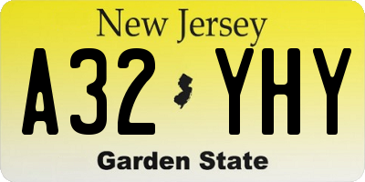 NJ license plate A32YHY