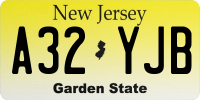 NJ license plate A32YJB