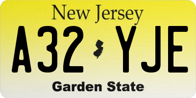 NJ license plate A32YJE