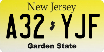 NJ license plate A32YJF