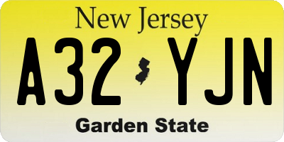 NJ license plate A32YJN