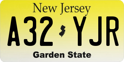NJ license plate A32YJR