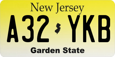 NJ license plate A32YKB