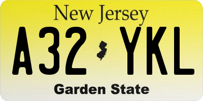NJ license plate A32YKL