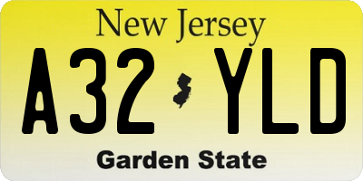 NJ license plate A32YLD