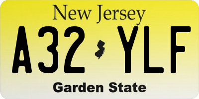 NJ license plate A32YLF