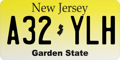 NJ license plate A32YLH