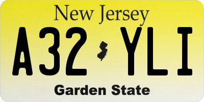 NJ license plate A32YLI