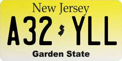 NJ license plate A32YLL